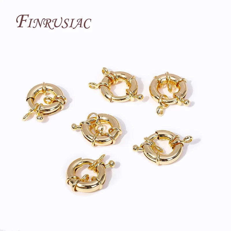 14K Gold Plated Brass Spring Ring Clasps 9/11.5/15mm DIY Jewelry Jewelry Clasps P3