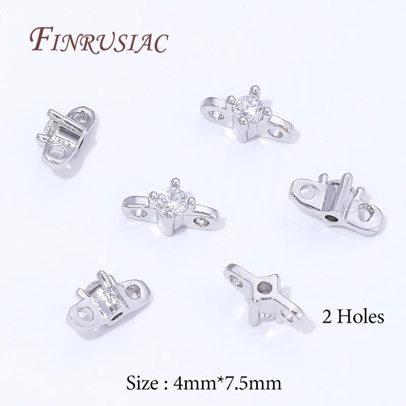 18K Gold Plated Spacer Bars – Brass Zircon DIY Jewelry Findings Jewelry Spacer Bars P3 Rhodium Plated 4 pieces