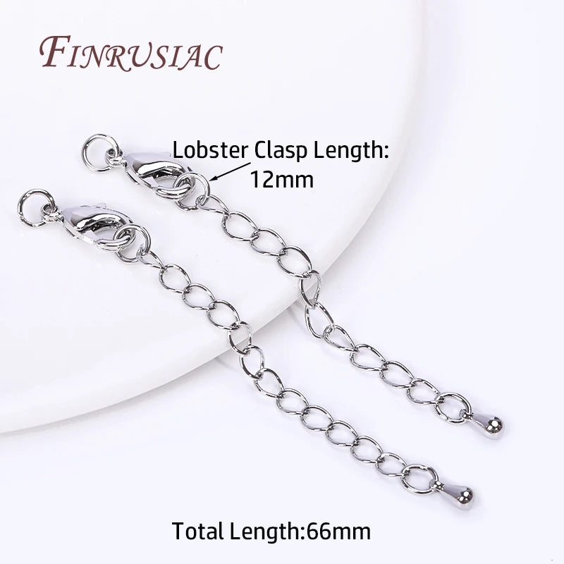 Gold Plated 66mm Extension Chain & Lobster Clasps – DIY Jewelry Jewelry Findings P3 Rhodium Plated 5 Pieces