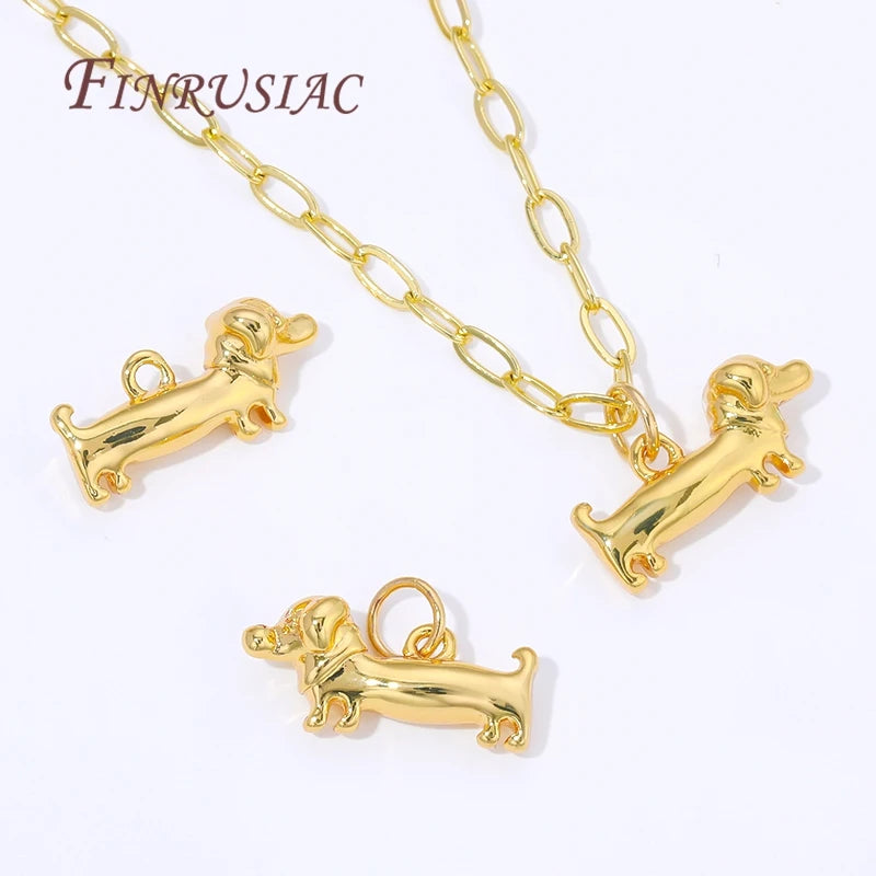 18K Gold Plated Brass Dog Charm – DIY Jewelry Making Pendant Jewelry Making Charm P3