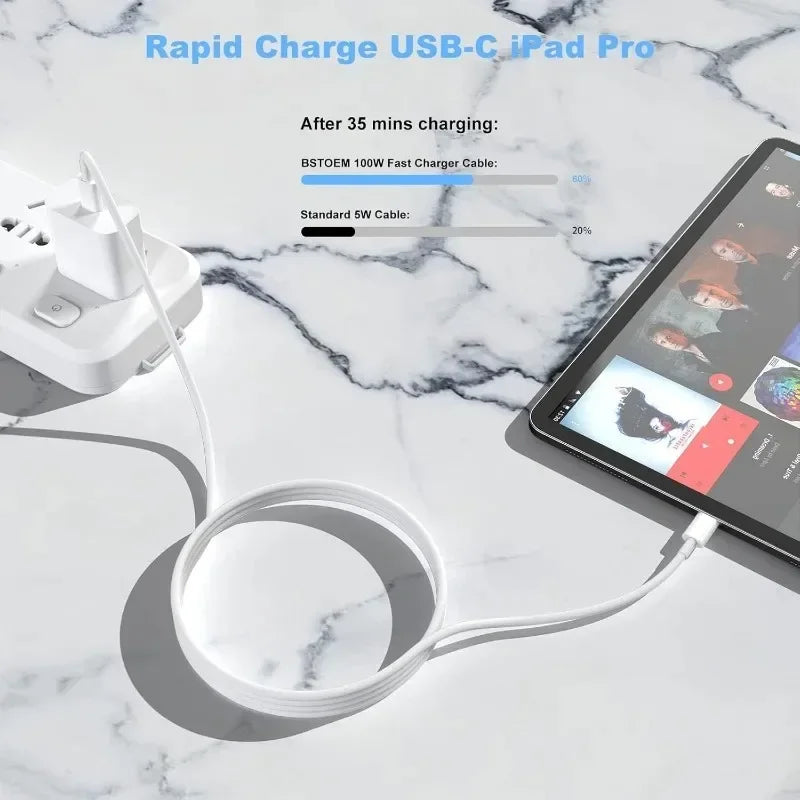 100W USB-C to Type-C Fast Charging Cable | 1 or 3 Pack USB-C Charging Cable P3