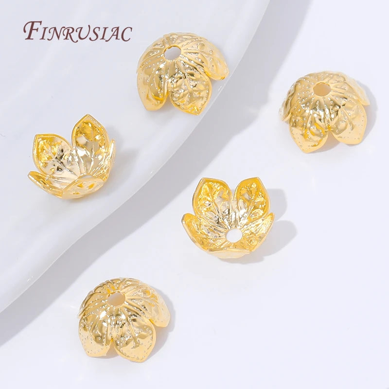 18K Gold Plated Brass Bead Caps – Flower DIY Jewelry Findings Jewelry Bead Caps P3
