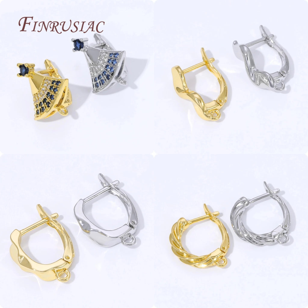 Fan Twist Wave Leverback Earring Hooks 18K Gold Plated DIY Earring Hooks Findings P3
