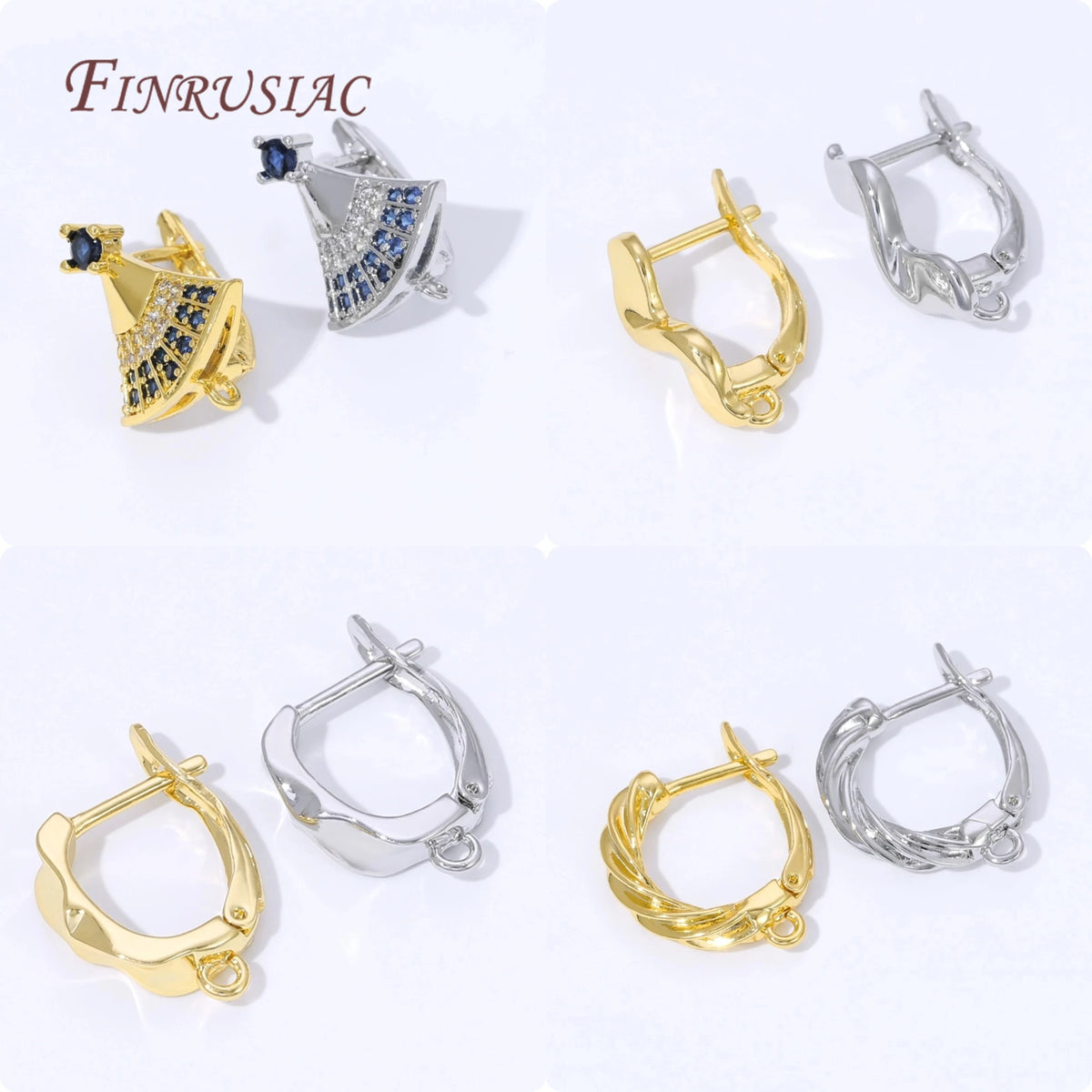 Fan Twist Wave Leverback Earring Hooks 18K Gold Plated DIY Earring Hooks Findings P3