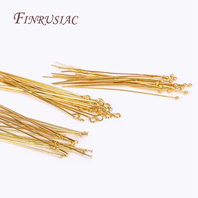 18K Gold Plated Brass Ball Head Pins for Jewelry Making – 50 Pcs Jewelry Findings P3