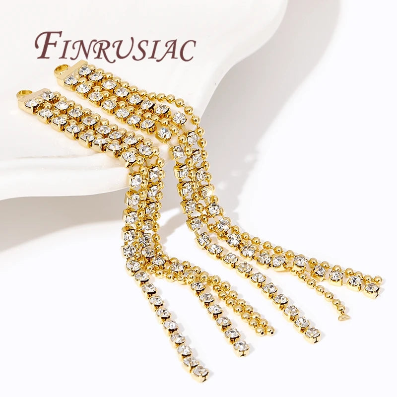 18K Gold Plated Brass Tassel Charms 74mm | DIY Earring Findings Jewelry Findings P3 18K Gold Plated 2 pieces