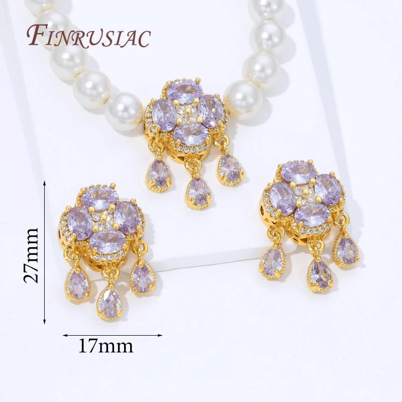 18K Gold Plated Purple Crystal Pendant – DIY Jewelry Making Jewelry Pendant Finding P3 18K Real Gold Plated 2 pieces