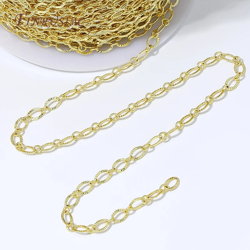 18K Gold Plated Oval Embossed Link Chain – DIY Jewelry Making DIY Jewelry Chain P3