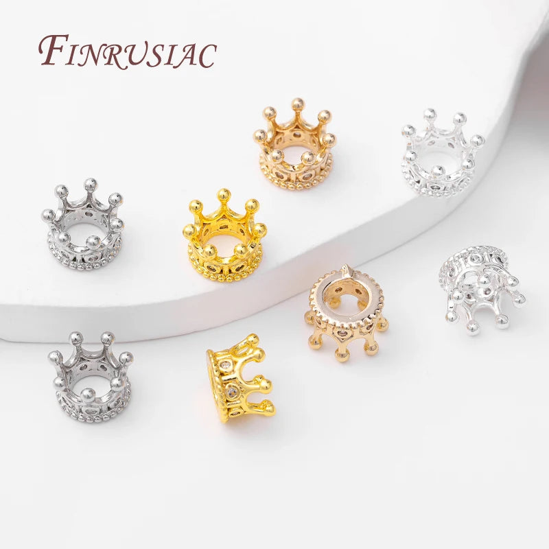 18K Gold Plated Zircon Crown Spacer Beads | Jewelry Making Jewelry Spacer Beads P3