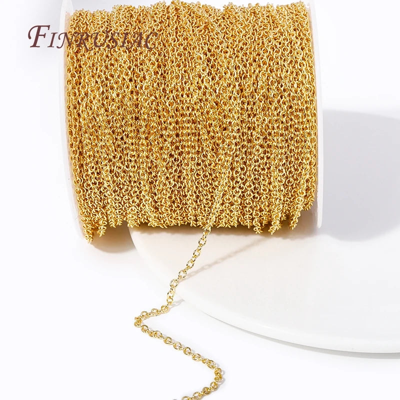 18K Gold Plated 3mm Thin Chain – DIY Necklace & Bracelet Spool Jewelry Chain Findings P3