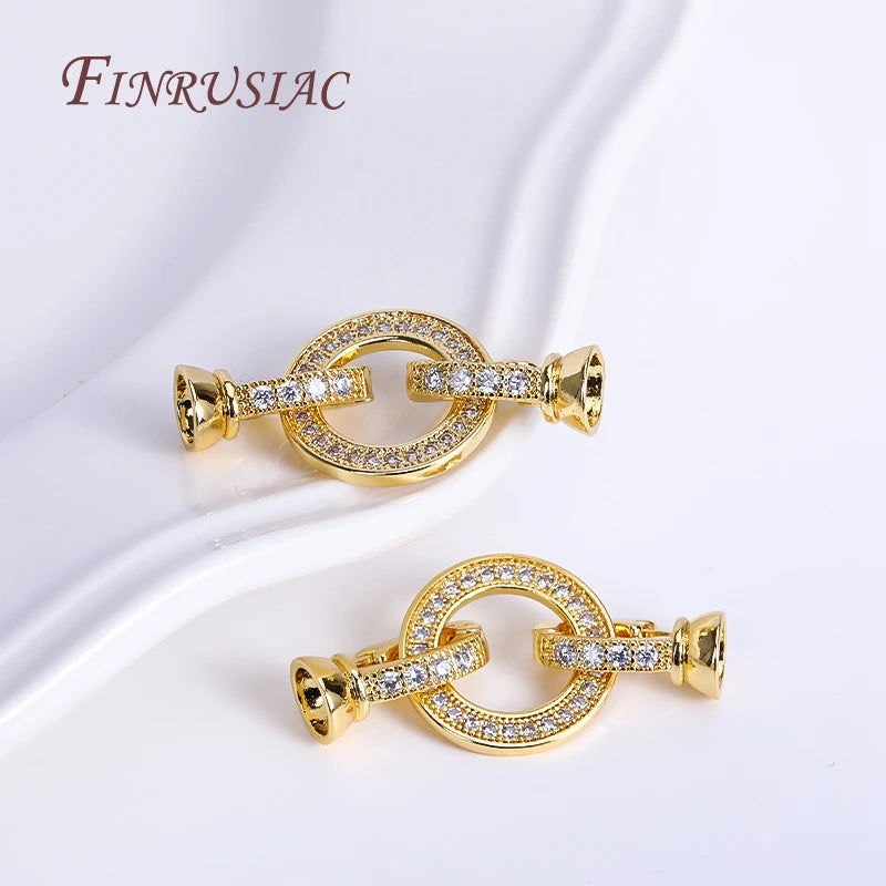 18K Gold Plated Zircon Lock Clasp for DIY Necklace Jewelry Jewelry Clasp Finding P3