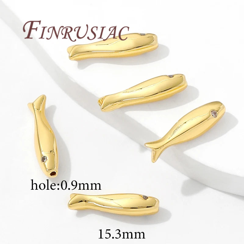15.3mm Fish Shape Beads 18K Gold Plated DIY Jewelry Findings DIY Jewelry Beads P3 18K Gold Plated 2 pcs