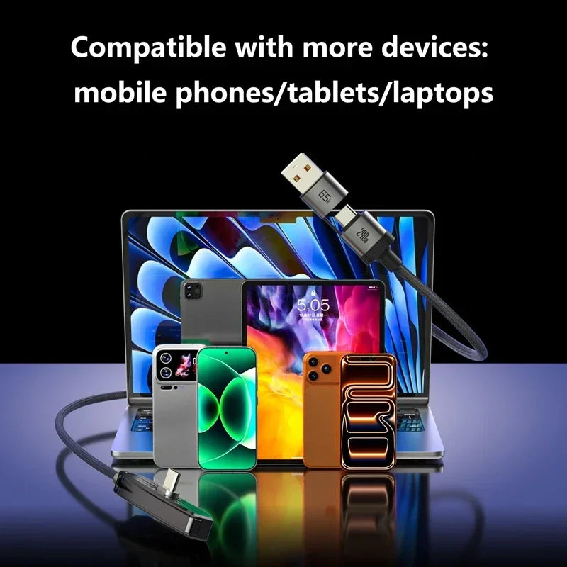240W USB-C Fast Charging Cable & Foldable Phone Stand USB-C Charging Cable P3