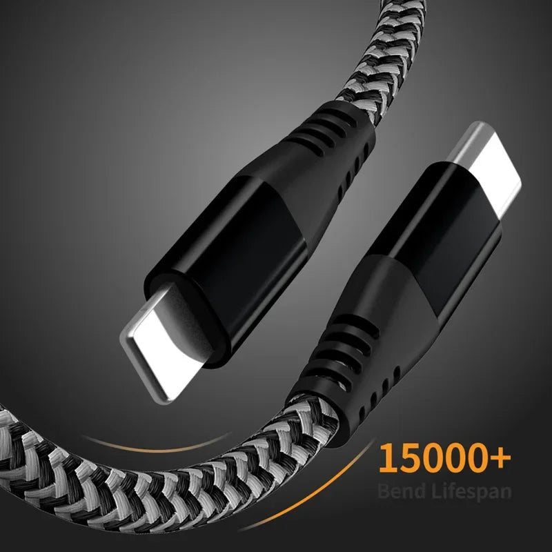 USB-C Braided Cable 1M/2M/3M | 60W PD Fast Charging & Data Sync USB-C Charging Cable P3