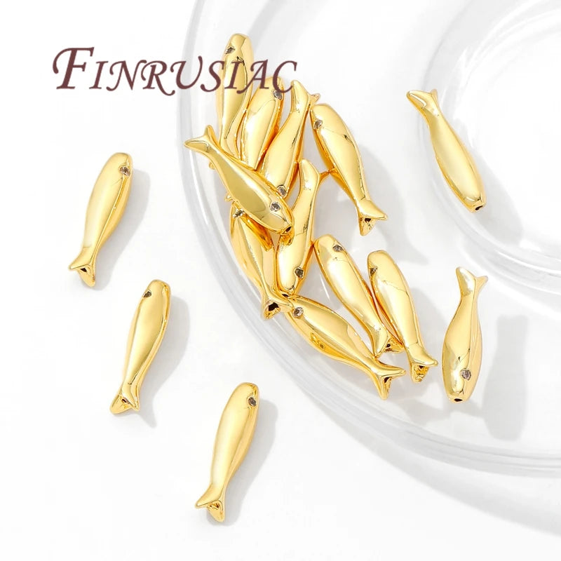 15.3mm Fish Shape Beads 18K Gold Plated DIY Jewelry Findings DIY Jewelry Beads P3