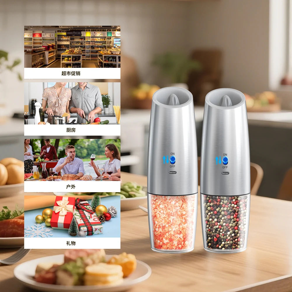 CLITON Electric Salt & Pepper Grinder – USB Rechargeable Set Electric Spice Grinder P3
