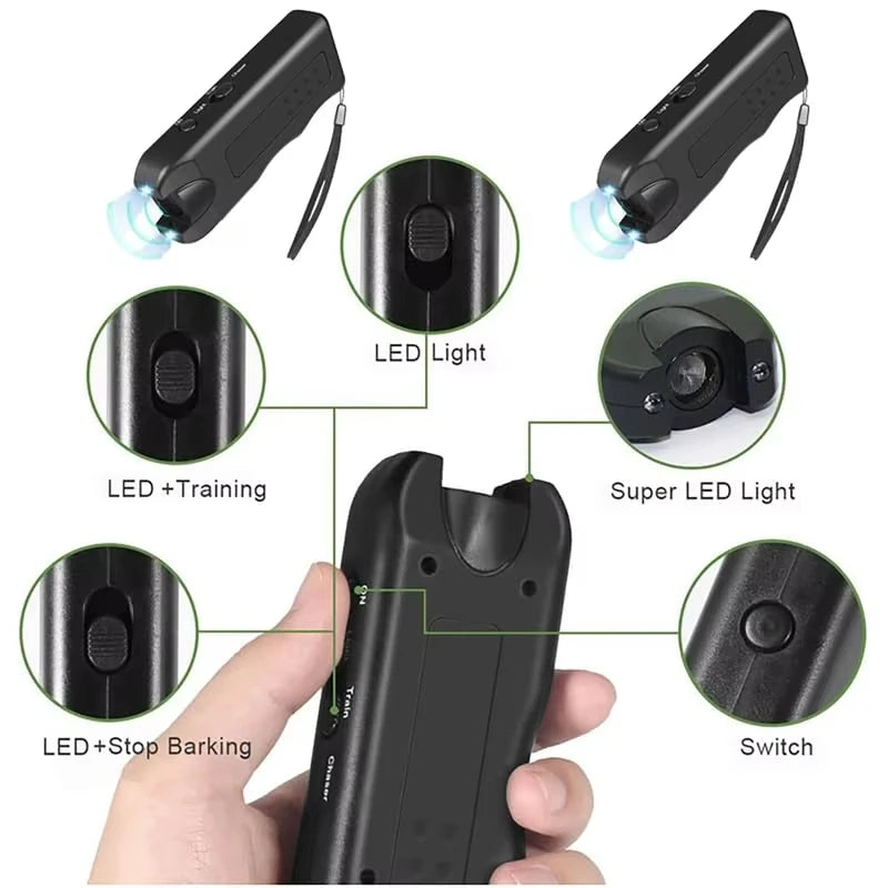 Ultrasonic Dog Repeller Anti-Barking Trainer with LED | Black Dog Training Device P3
