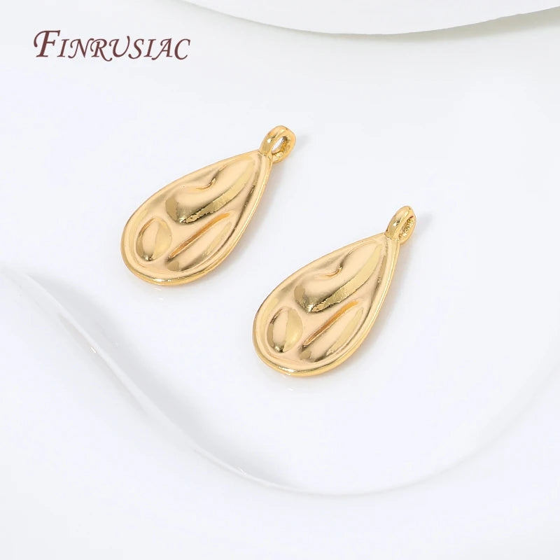 18K Gold Plated Teardrop Charms | Brass Water Drop Pendants Jewelry Making Charms P3