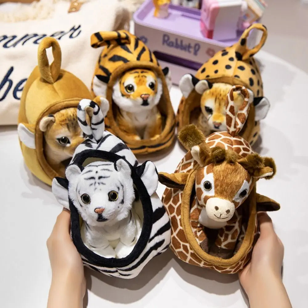 Soft Animal Plush Toy with Nest – Lion Tiger Leopard Doll Gift Animal Plush Toy P3