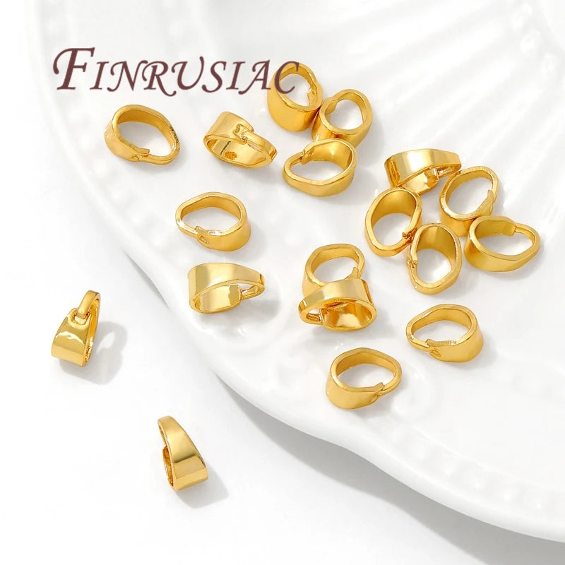 18K Gold Plated Pinch Bail Clasps | Brass Pendant Connectors Jewelry Findings P3