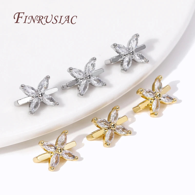 18K Gold Plated Brass Zircon Spacer Bars – 2-Hole Bead Separators Jewelry Spacer Bars P3