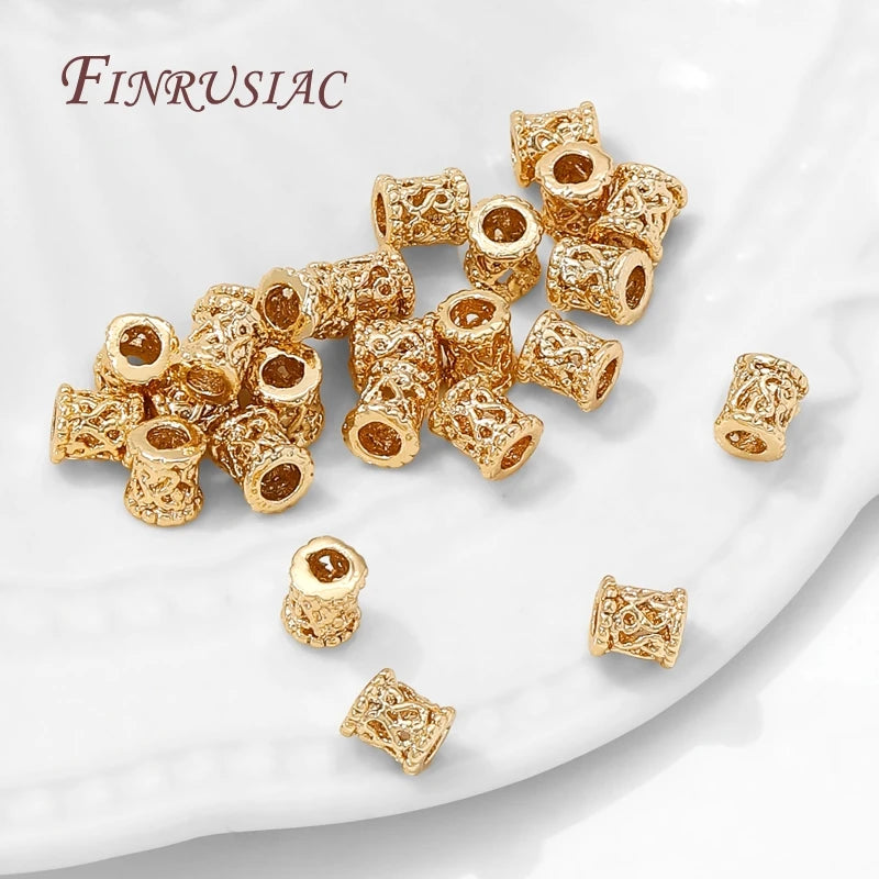18K Gold Plated Brass Barrel Beads | DIY Jewelry Making Jewelry Making Beads P3