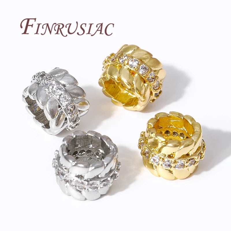 18K Gold Plated Brass Zircon Spacer Beads for DIY Jewelry Jewelry Spacer Beads P3