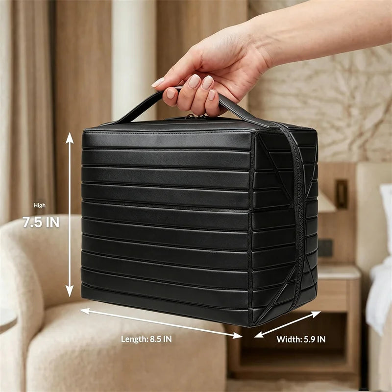 Foldable Hard Shell Striped Cosmetic Bag | Travel Organizer Cosmetic Organizer Bag P3