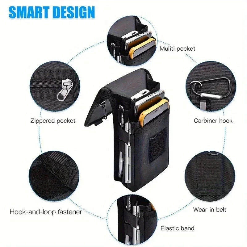 Men's 6.3" Oxford Fabric Belt Phone Pouch | iPhone Holster Phone Belt Pouch P3
