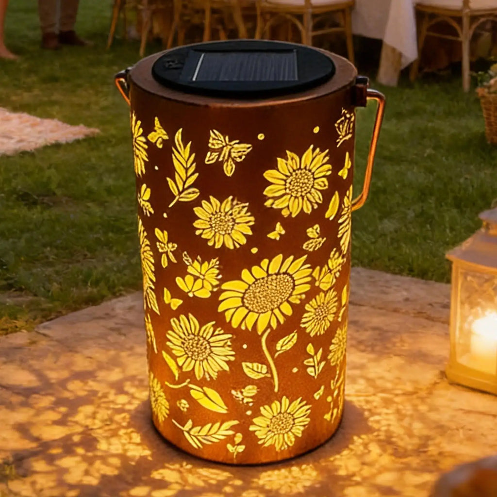 Hanging Solar Lantern – Vintage Metal Outdoor LED Garden Light