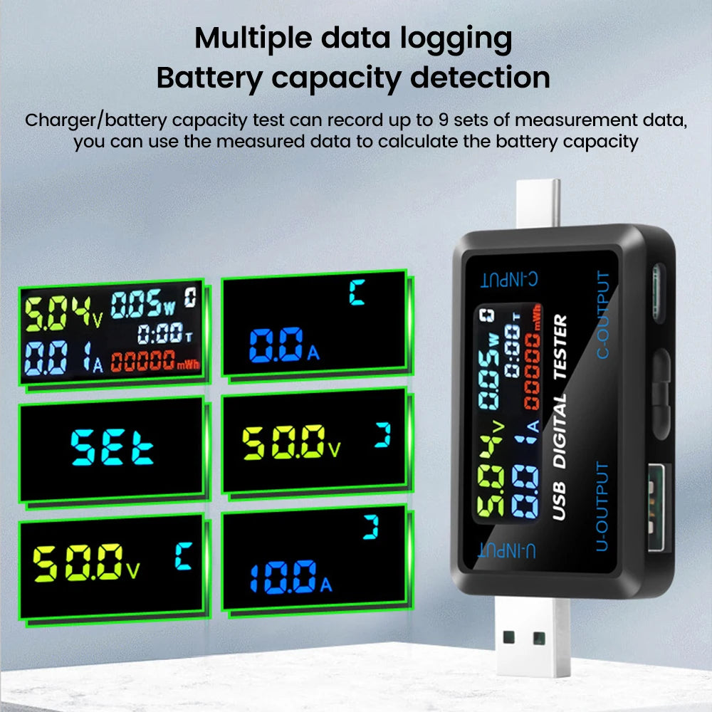 Gaqqee Digital Voltmeter Ammeter Battery Capacity Tester USB Type-C Digital Multimeter Tester P3