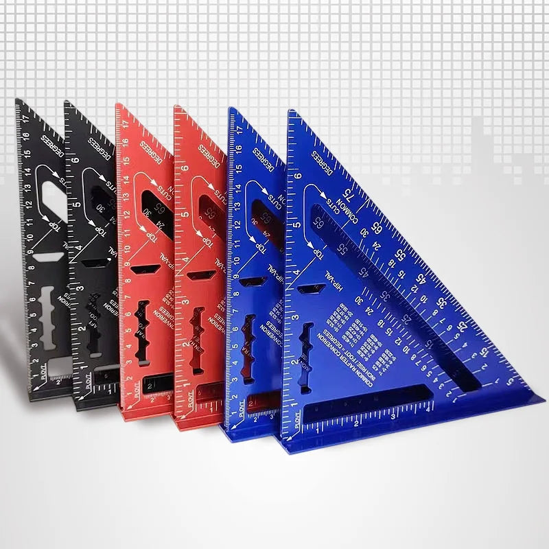 7" Aluminum Speed Square – Metric & Imperial Angle Ruler Speed Square Ruler P3
