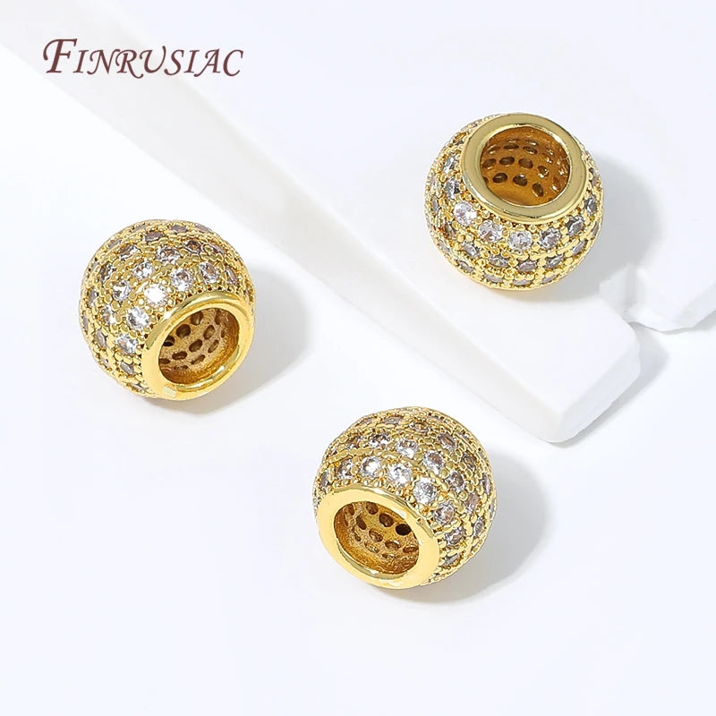 18K Gold Plated CZ Micro Pavé Barrel Spacer Beads | Jewelry Making Jewelry Making Beads P3