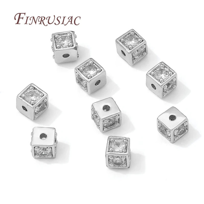 18K Gold Plated 5mm Square Zircon Spacer Beads – DIY Jewelry Jewelry Making Beads P3