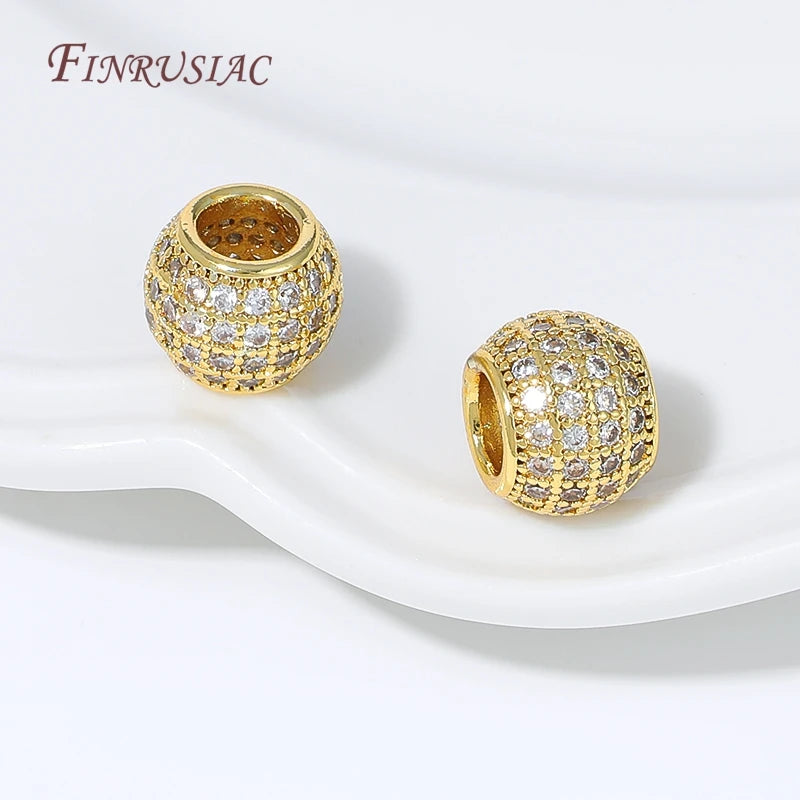 18K Gold Plated CZ Micro Pavé Barrel Spacer Beads | Jewelry Making Jewelry Making Beads P3