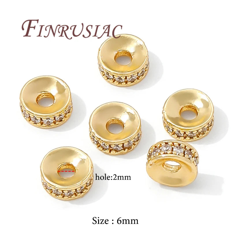 18K Gold Plated Rhinestone Spacer Beads 6mm 8mm | DIY Jewelry Rhinestone Spacer Beads P3 18K Gold Plated-6mm 2 pieces