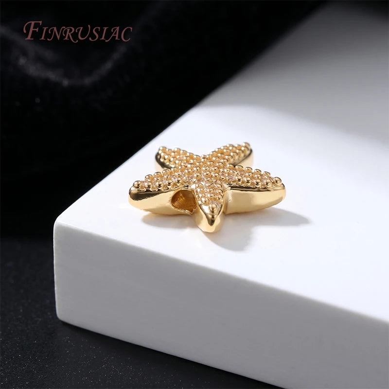 18K Gold Plated Starfish Spacer Beads | DIY Ocean Jewelry Jewelry Spacer Beads P3