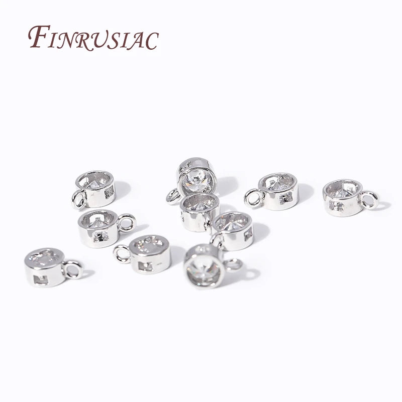 18K Gold & Rhodium Plated Zircon Round Charm Pendants – 2 Sizes Jewelry Charm Pendants P3