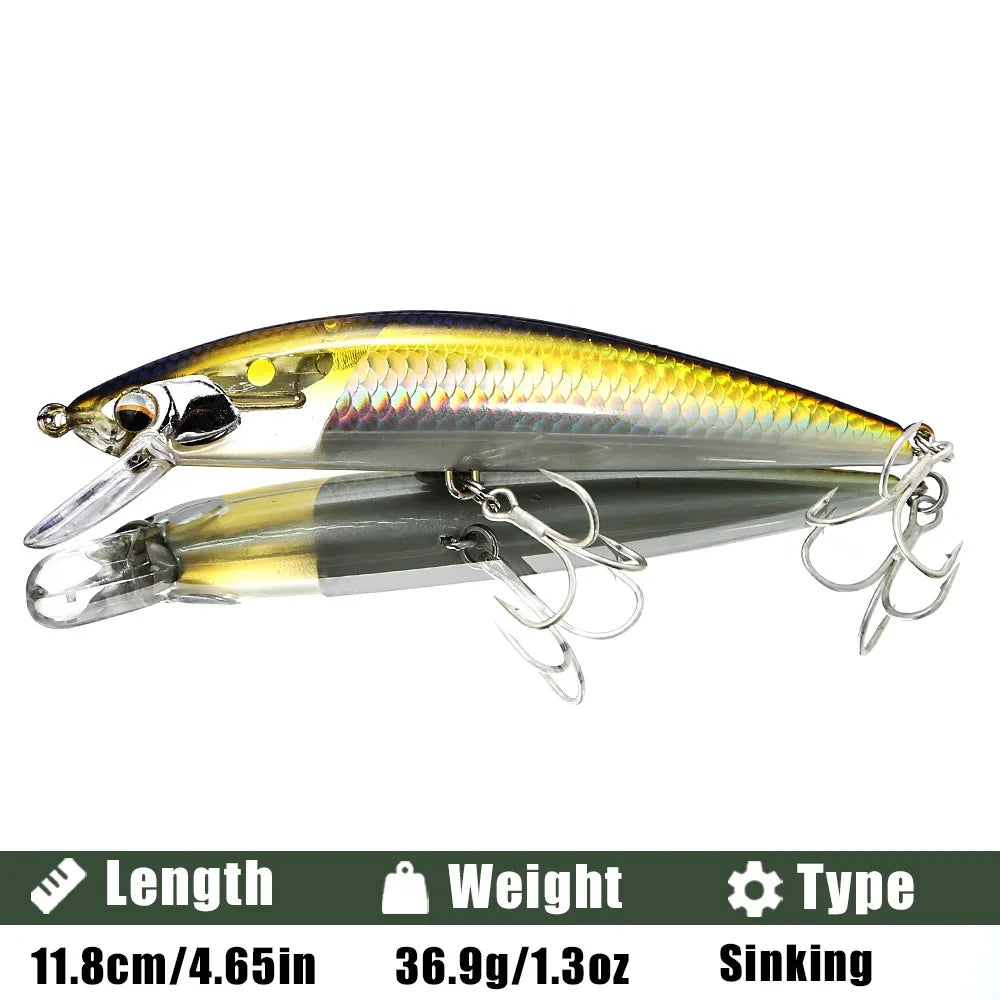 B&U Heavy Sinking Minnow Jerkbait – Saltwater Sea Bass Lure Sinking Minnow Lure P3 blue golden 118mm-36.9g China Mainland