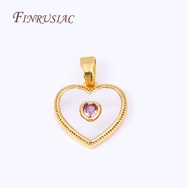 18K Gold Plated Brass Heart Pendant | Shell DIY Jewelry Charm Jewelry Pendant Charm P3