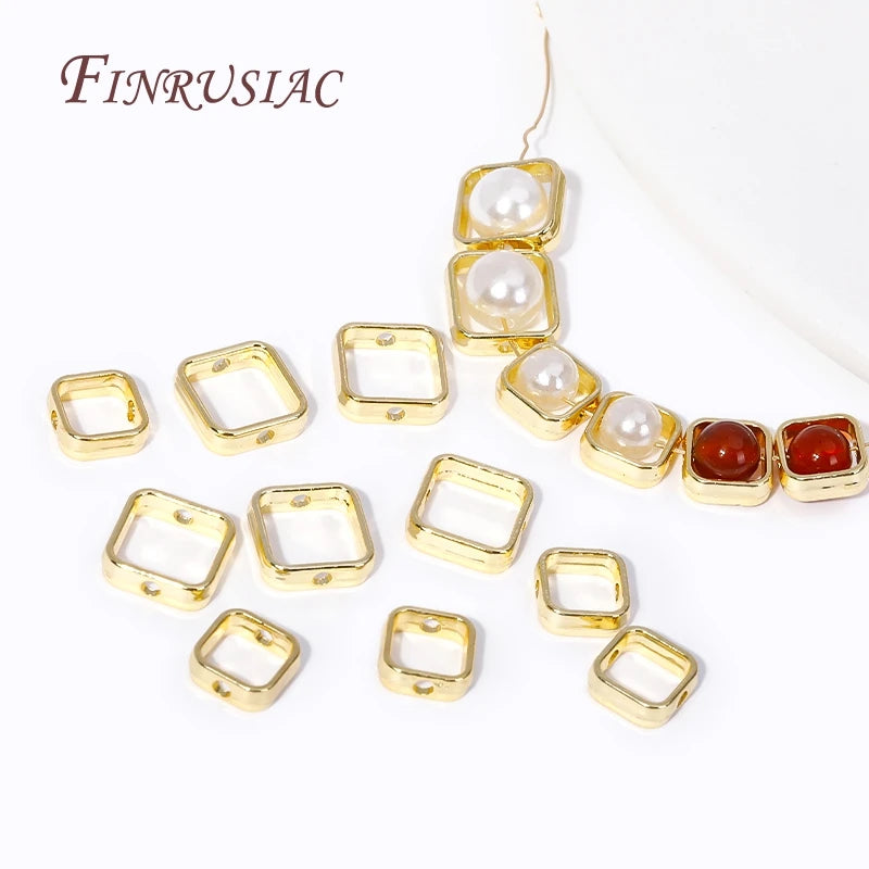 18K Gold Plated Square Spacer Beads for DIY Bracelet Jewelry Jewelry Spacer Beads P3