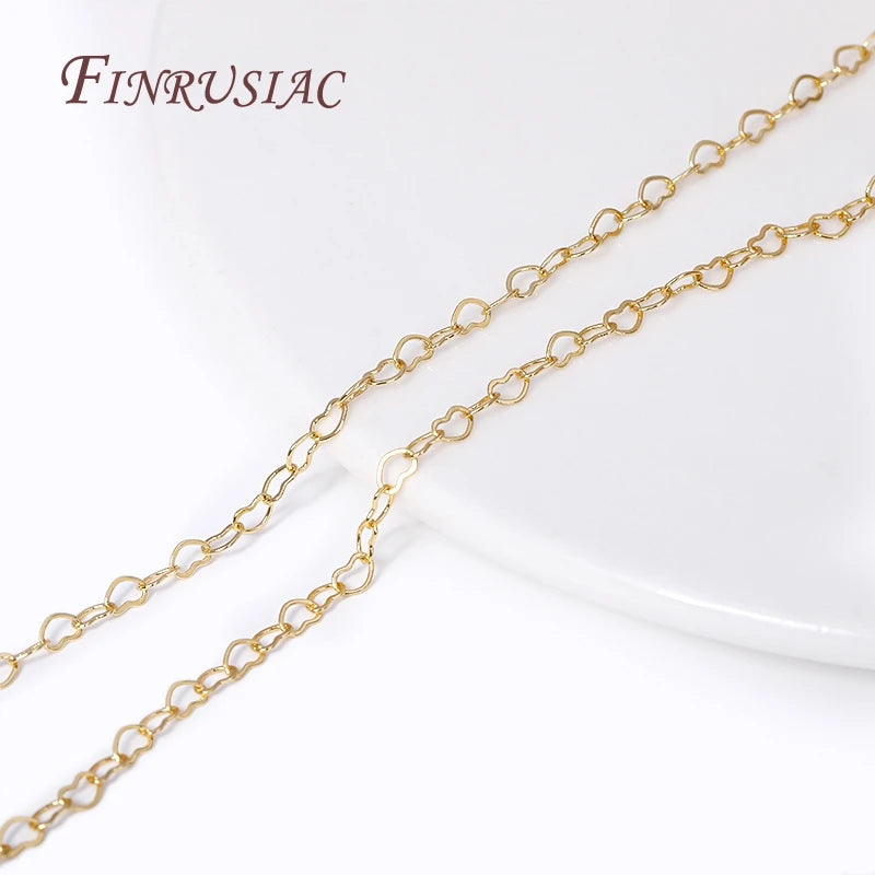 18K Gold Plated Heart Link Chain – DIY Bracelet & Necklace Jewelry Making Chain P3