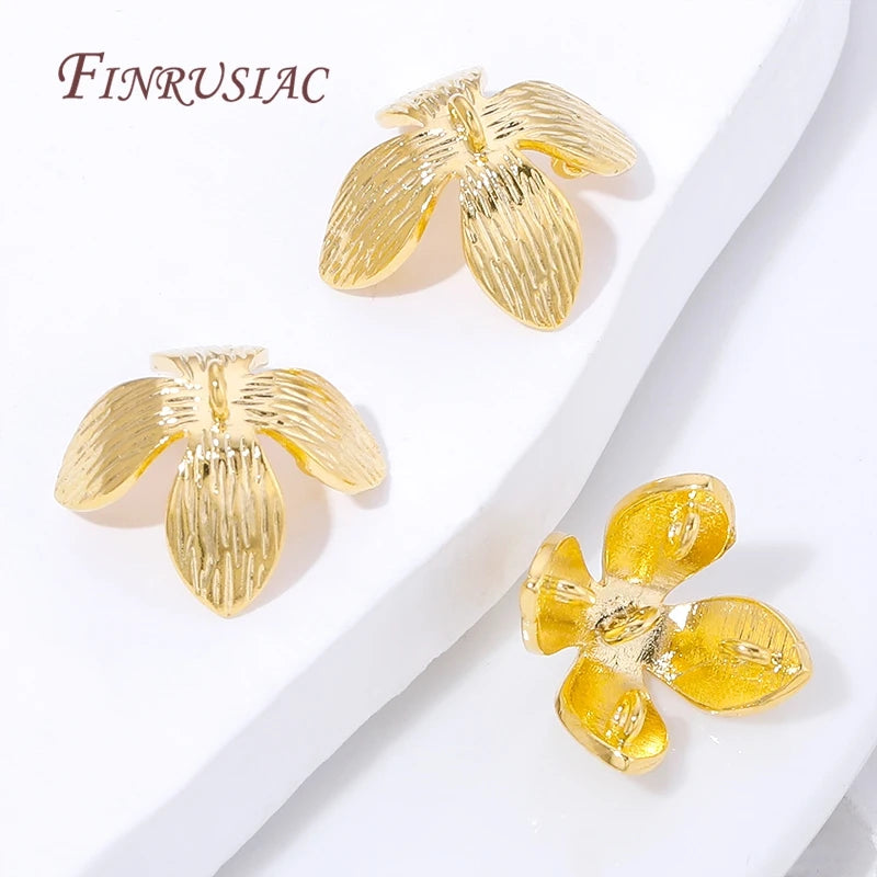 18K Gold Plated Brass Flower Bead Tassel End Caps – DIY Jewelry Jewelry Findings P3