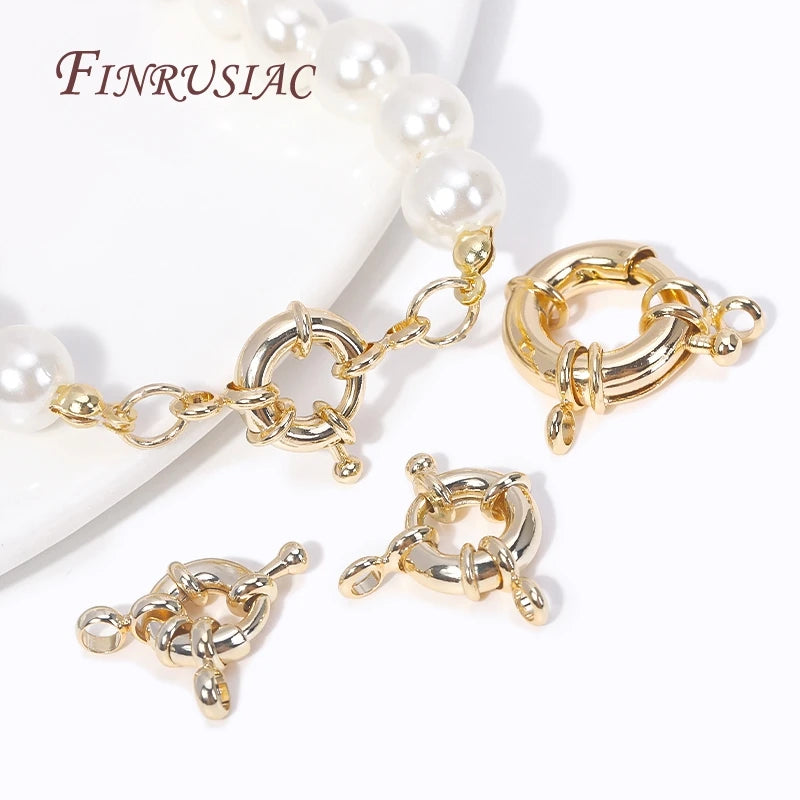 14K Gold Plated Brass Spring Ring Clasps 9/11.5/15mm DIY Jewelry Jewelry Clasps P3