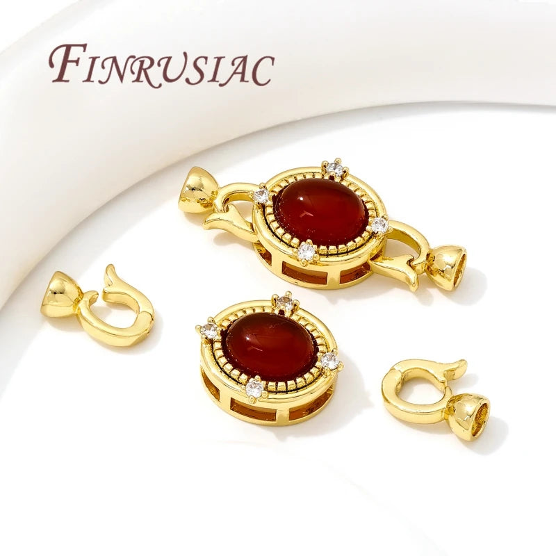 18K Gold Plated Natural Stone Jewelry Clasps & Necklace Findings Jewelry Clasp Findings P3