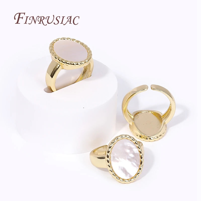 18K Gold Plated Oval Adjustable Ring Base – DIY Jewelry Setting Ring Base Finding P3