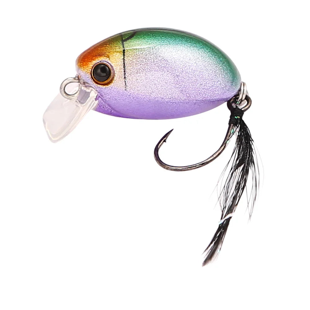 B&U Little Bug Crankbait Lure – Trout Perch Bass Fishing Crankbait Fishing Lure P3 purple white 1pc-3cm-4.6g