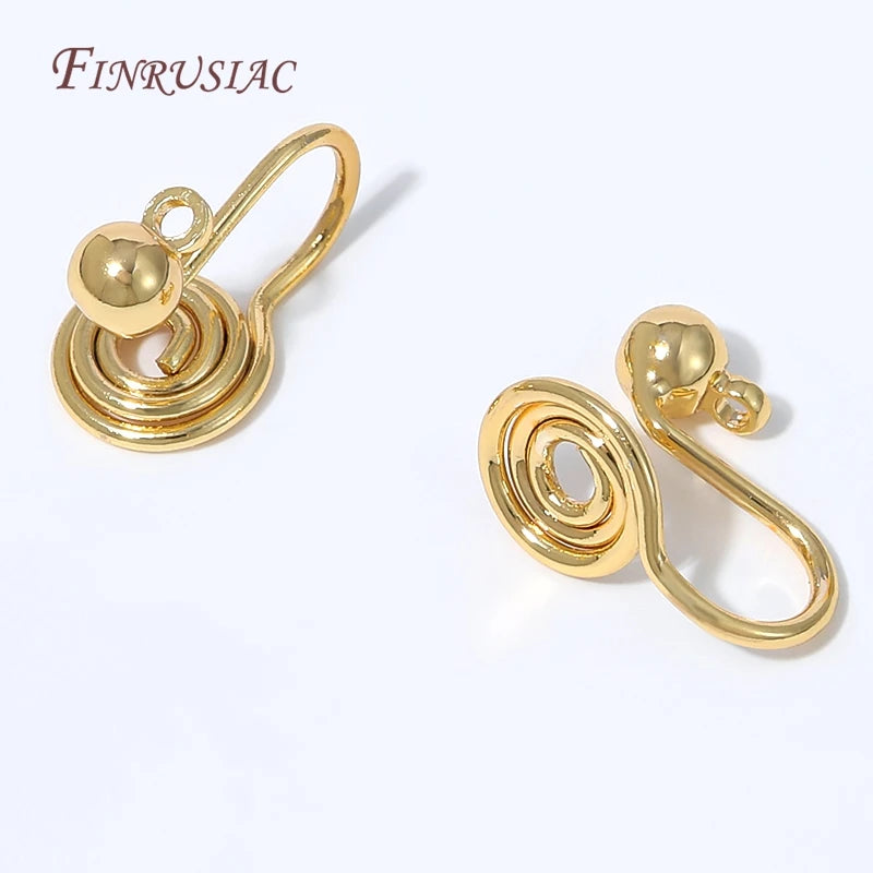 18K Gold Clip-On Earring Hooks – No-Pierce Spiral Ear Clips DIY Earring Findings P3