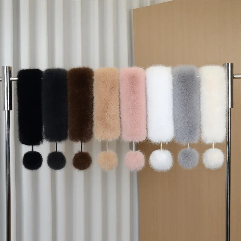 Double-Sided Fluffy Ball Scarf | Korean Sweet Style Neck Warmer Winter Neck Warmer P3
