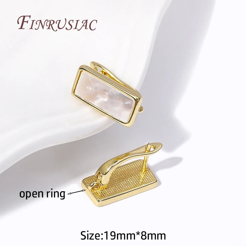18K Gold Plated Shell Rectangle Earring Hooks for DIY Jewelry Earring Hooks Findings P3 18K Real Gold Plated 1 pair